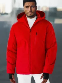 Kurtka zimowa męska czerwona JS/91M9901/270Z^Ozonee Fashion