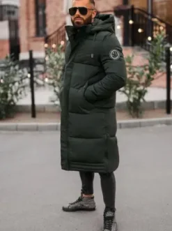 Kurtka zimowa męska długa ciemno-zielona JS/19M1290/136^Ozonee Best