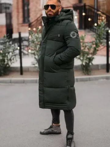 Kurtka zimowa męska długa ciemno-zielona JS/19M1290/136^Ozonee Best