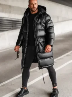 Kurtka zimowa męska długa czarna O/M3205Z^Ozonee Fashion