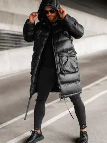 Kurtka zimowa męska długa czarna O/M3205Z^Ozonee Fashion