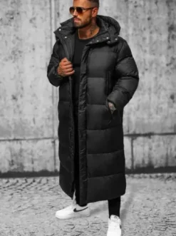 Kurtka zimowa męska długa czarna O/M3202^Ozonee Fashion