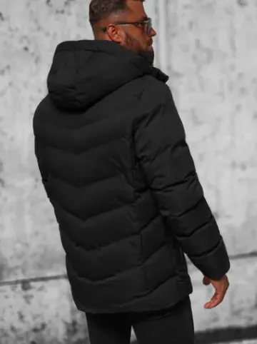 Kurtka zimowa męska pikowana czarna JS/5M3135/392^Ozonee Clearance