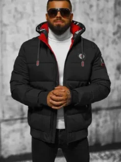 Kurtka zimowa męska pikowana czarna JS/84M3029/392^Ozonee Hot
