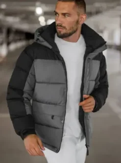 Kurtka zimowa męska pikowana szara JS/31M5008Z^Ozonee Discount