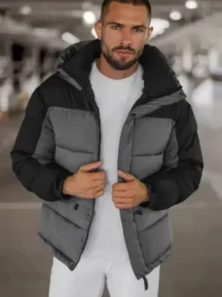 Kurtka zimowa męska pikowana szara JS/31M5008Z^Ozonee Discount