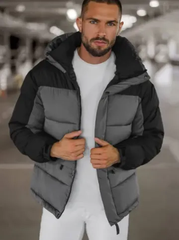 Kurtka zimowa męska pikowana szara JS/31M5008Z^Ozonee Discount
