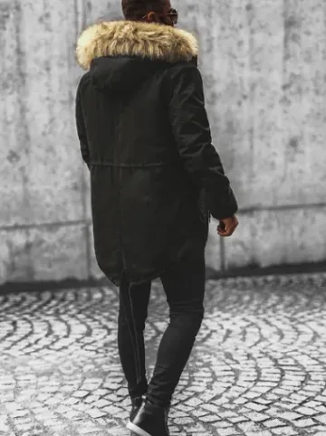 Kurtka zimowa męska z futerkiem czarna O/5578^Ozonee New