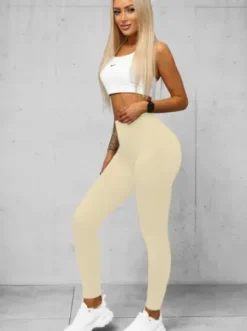 Legginsy damskie ecru O/K9-J^Ozonee Online