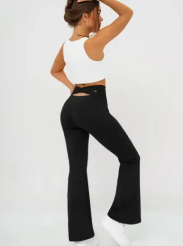 Legginsy damskie z szeroką nogawką czarne JS/17K587/3^Ozonee Clearance