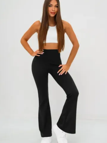 Legginsy damskie z szeroką nogawką czarne JS/17K587/3^Ozonee Clearance