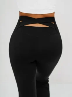 Legginsy damskie z szeroką nogawką czarne JS/17K587/3^Ozonee Clearance