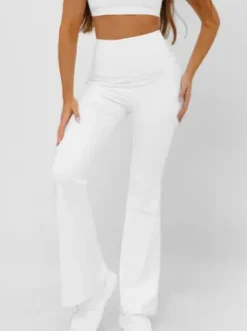 Legginsy damskie z szeroką nogawką białe JS/17K587/1^Ozonee Discount