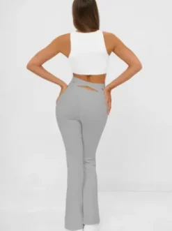 Legginsy damskie z szeroką nogawką szare JS/17K587/5^Ozonee Clearance