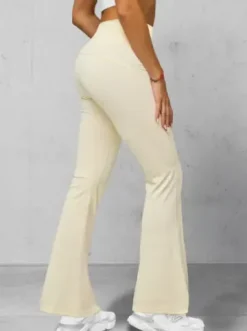 Legginsy damskie z szeroką nogawką ecru JS/17K570/1^Ozonee Sale