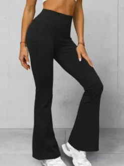 Legginsy damskie z szeroką nogawką czarne JS/17K588/3^Ozonee Best