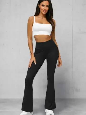Legginsy damskie z szeroką nogawką czarne JS/17K588/3^Ozonee Best