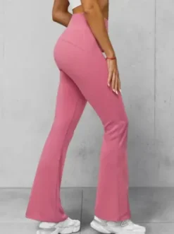Legginsy damskie z szeroką nogawką ciemno-różowe JS/17K588/111^Ozonee Sale