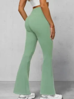 Legginsy damskie z szeroką nogawką miętowe JS/17K588/127^Ozonee Clearance