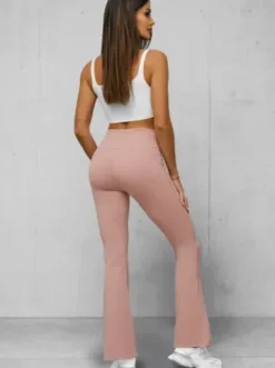 Legginsy damskie z szeroką nogawką pudrowe JS/17K588/7^Ozonee Fashion