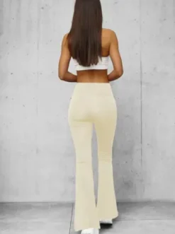Legginsy damskie z szeroką nogawką ecru O/KTK006-J^Ozonee Best