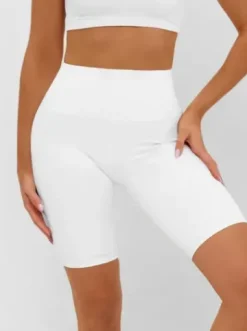 Legginsy krótkie damskie kolarki białe JS/17K583/1^Ozonee New