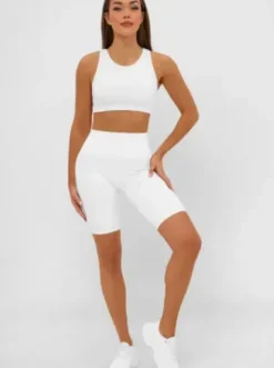 Legginsy krótkie damskie kolarki białe JS/17K583/1^Ozonee New