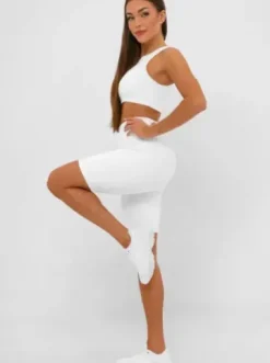 Legginsy krótkie damskie kolarki białe JS/17K583/1^Ozonee New