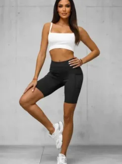 Legginsy krótkie damskie kolarki czarne JS/XY24004S^Ozonee Outlet