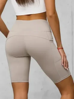 Legginsy krótkie damskie kolarki beżowe JS/XY24004S^Ozonee Hot