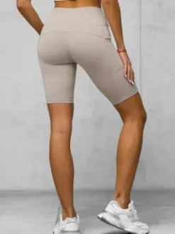 Legginsy krótkie damskie kolarki beżowe JS/XY24004S^Ozonee Hot
