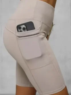 Legginsy krótkie damskie kolarki beżowe JS/XY24004S^Ozonee Hot