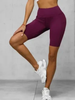 Legginsy krótkie damskie kolarki burgundowe JS/XY24003S^Ozonee Outlet