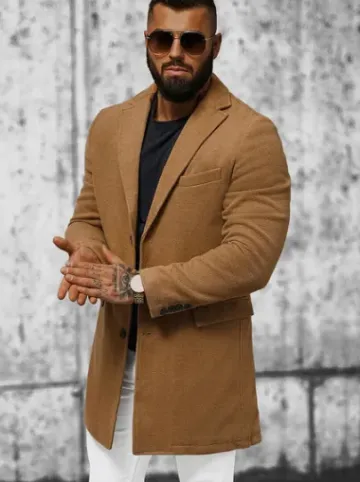 Płaszcz męski beżowy JB/1047Z^Ozonee Fashion