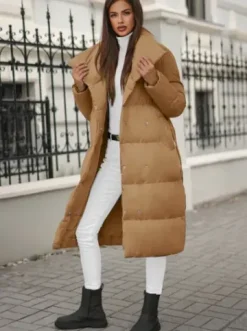 Płaszcz zimowy damski camelowy JS/M737/84Z^Ozonee Fashion