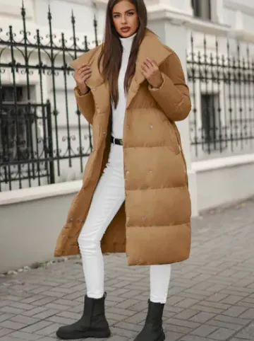 Płaszcz zimowy damski camelowy JS/M737/84Z^Ozonee Fashion