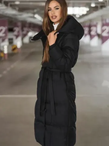 Płaszcz zimowy damski pikowany czarny JS/5M3227/392Z^Ozonee Outlet