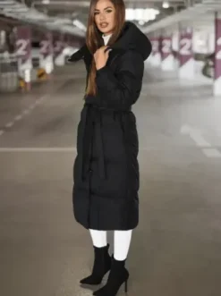 Płaszcz zimowy damski pikowany czarny JS/5M3227/392Z^Ozonee Outlet