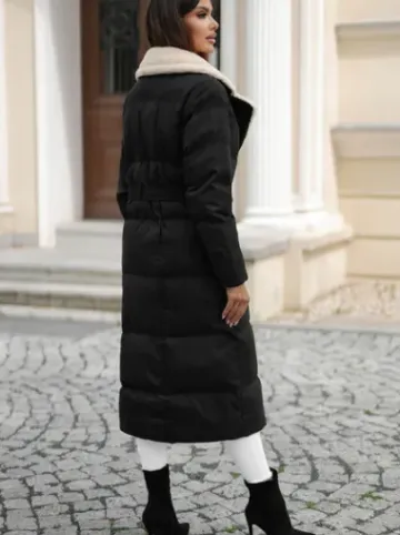 Płaszcz zimowy damski pikowany czarny JS/16M9168/392Z^Ozonee New