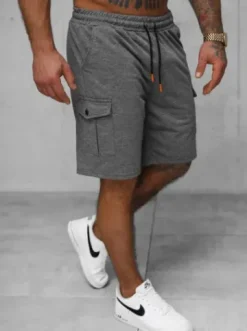Spodenki dresowe męskie grafitowe JS/8K218/5^Ozonee Fashion