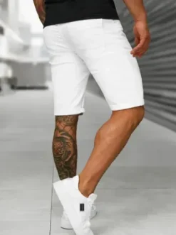 Spodenki męskie jeansowe białe O/UM873^Ozonee Discount