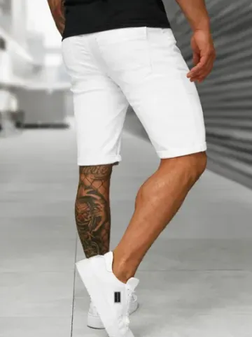 Spodenki męskie jeansowe białe O/UM873^Ozonee Discount