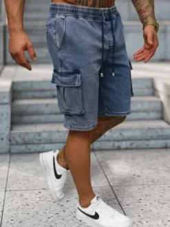 Spodenki męskie jeansowe cargo niebieskie NB/MP0313B^Ozonee Outlet