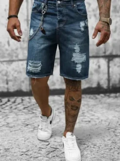 Spodenki męskie jeansowe ciemno-niebieskie DP/174^Ozonee Clearance
