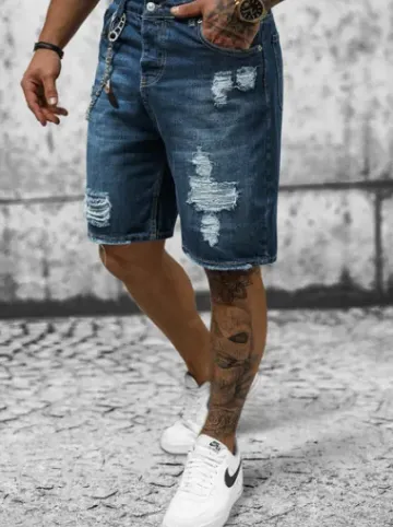 Spodenki męskie jeansowe ciemno-niebieskie DP/174^Ozonee Clearance