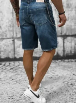 Spodenki męskie jeansowe ciemno-niebieskie DP/174^Ozonee Clearance