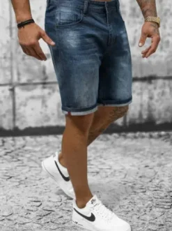 Spodenki męskie jeansowe ciemno-niebieskie NB/MP0264BS^Ozonee Fashion