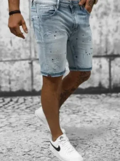 Spodenki męskie jeansowe jasno-niebieskie NB/MP0262BC^Ozonee Best