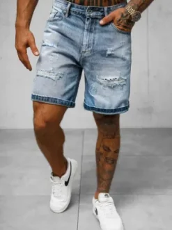Spodenki męskie jeansowe niebieskie O/JD/2443K^Ozonee Outlet