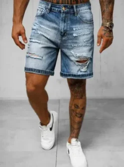 Spodenki męskie jeansowe niebieskie O/JD-2442K^Ozonee Fashion